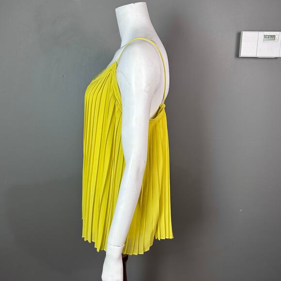 Massimo Dutti top cami size 10 yellow strappy pleated gauzy layer feminine - Picture 2 of 8